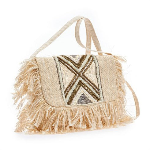 Verde Γυναικείο Τσαντάκι Χειρός 01-1600 με Διακοσμητικό Κέντημα Μπέζ